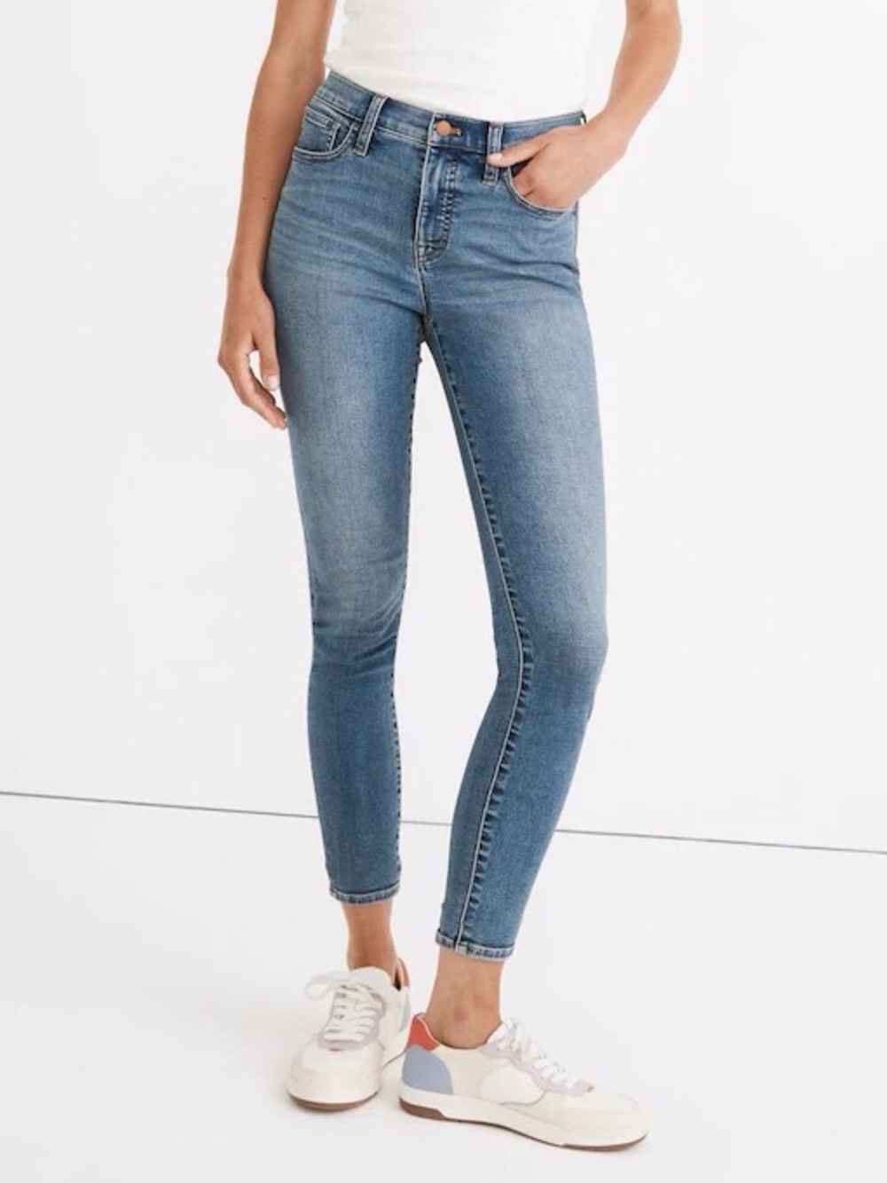 Madewell 10 Inch High Rise Roadtripper Skinny Jeans Medium Enfield Wash 30